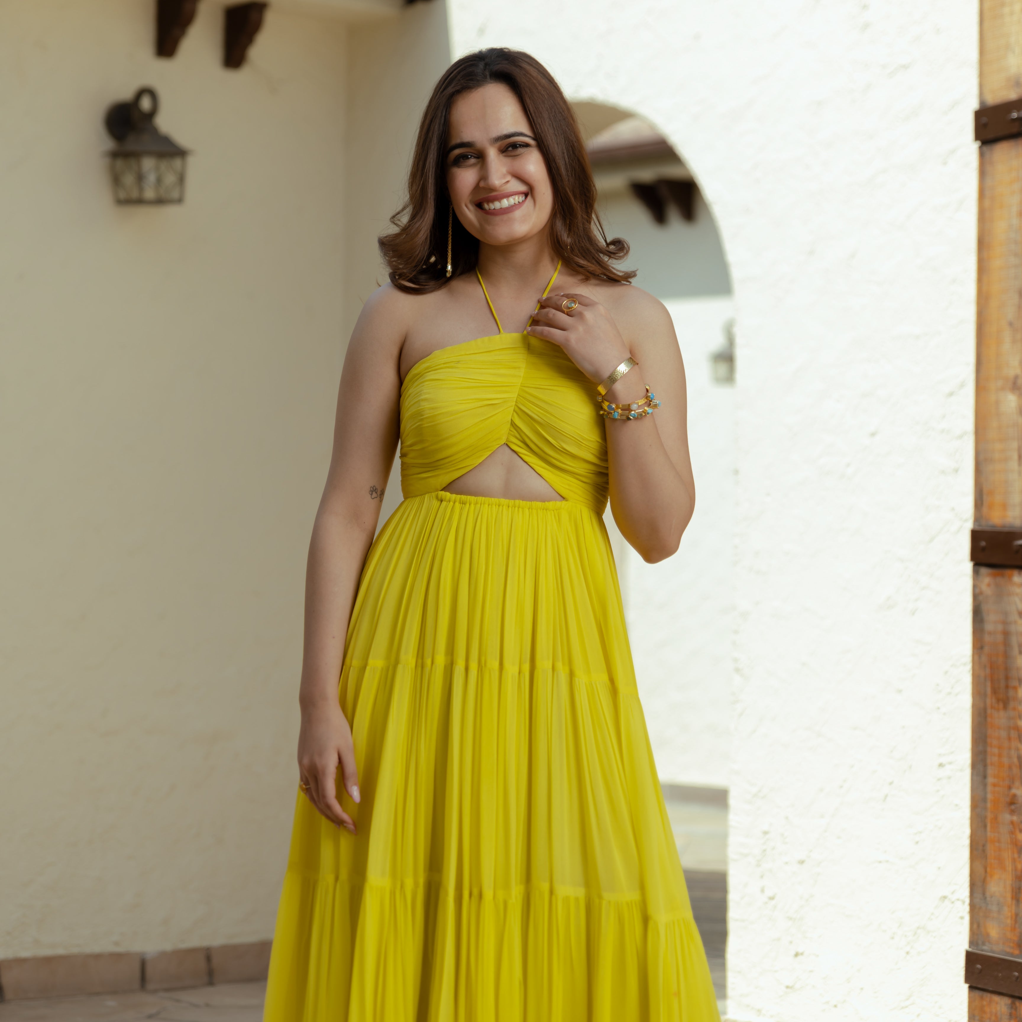 Butterscotch Long Tiered Dress