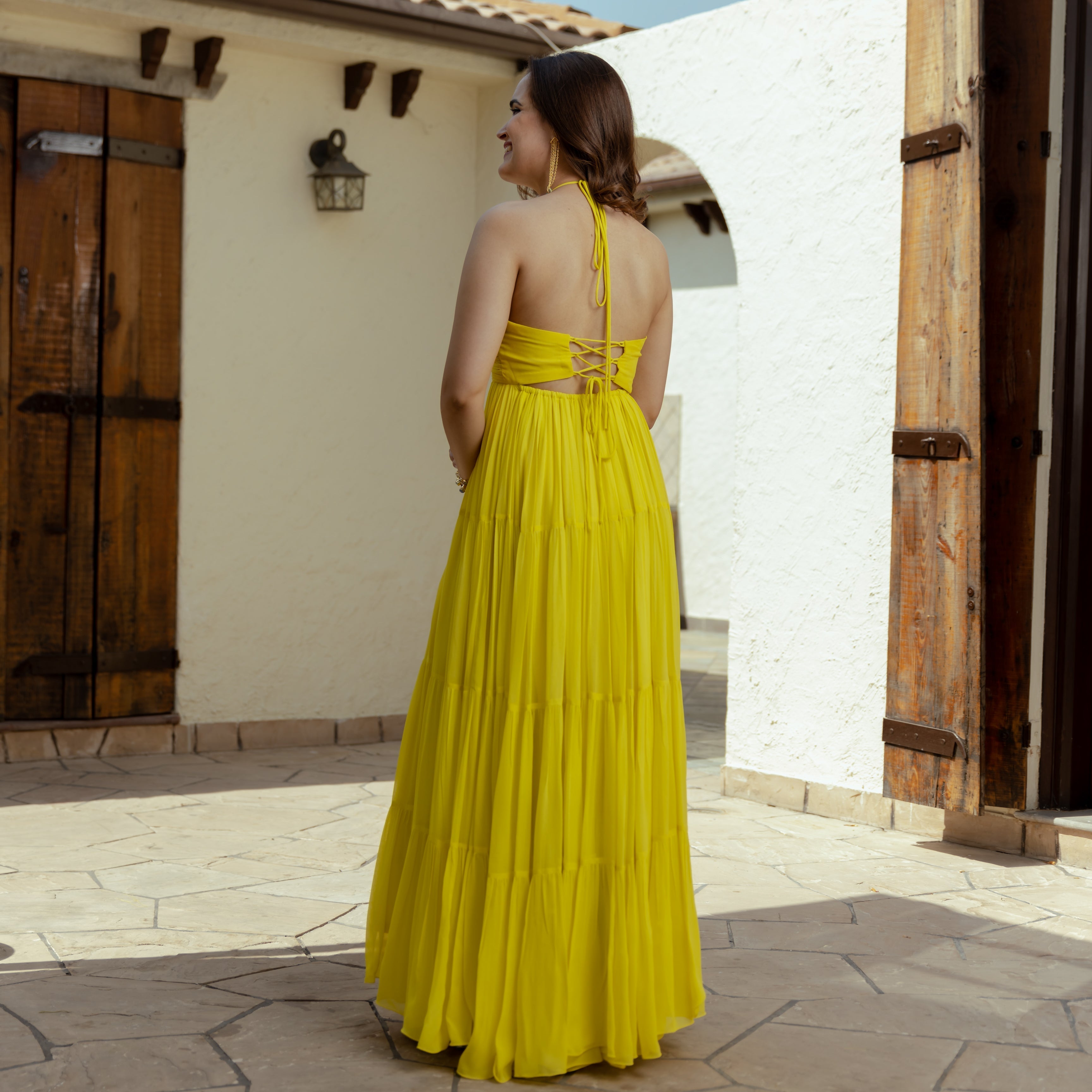 Butterscotch Long Tiered Dress