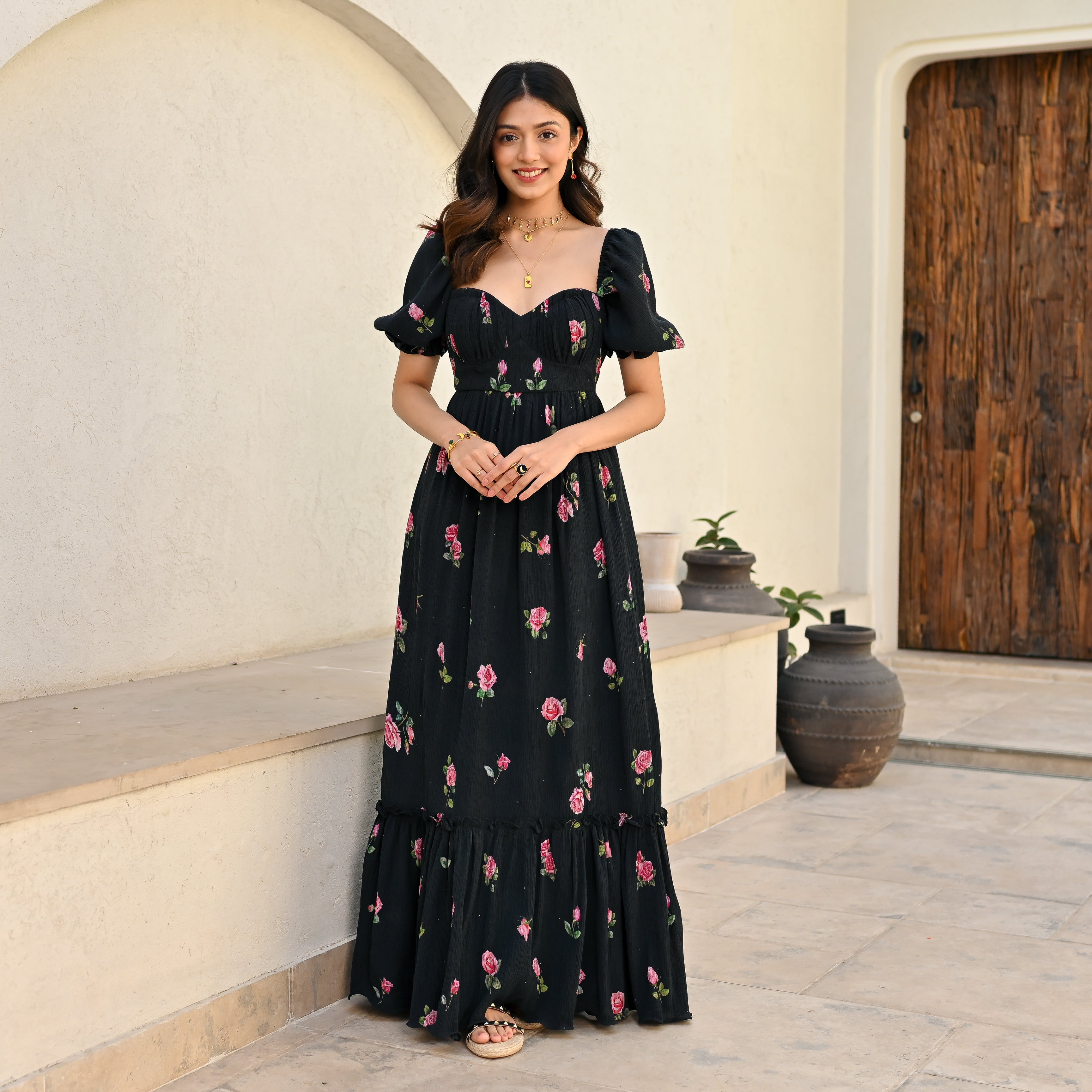 Crushed Rose Long Dress
