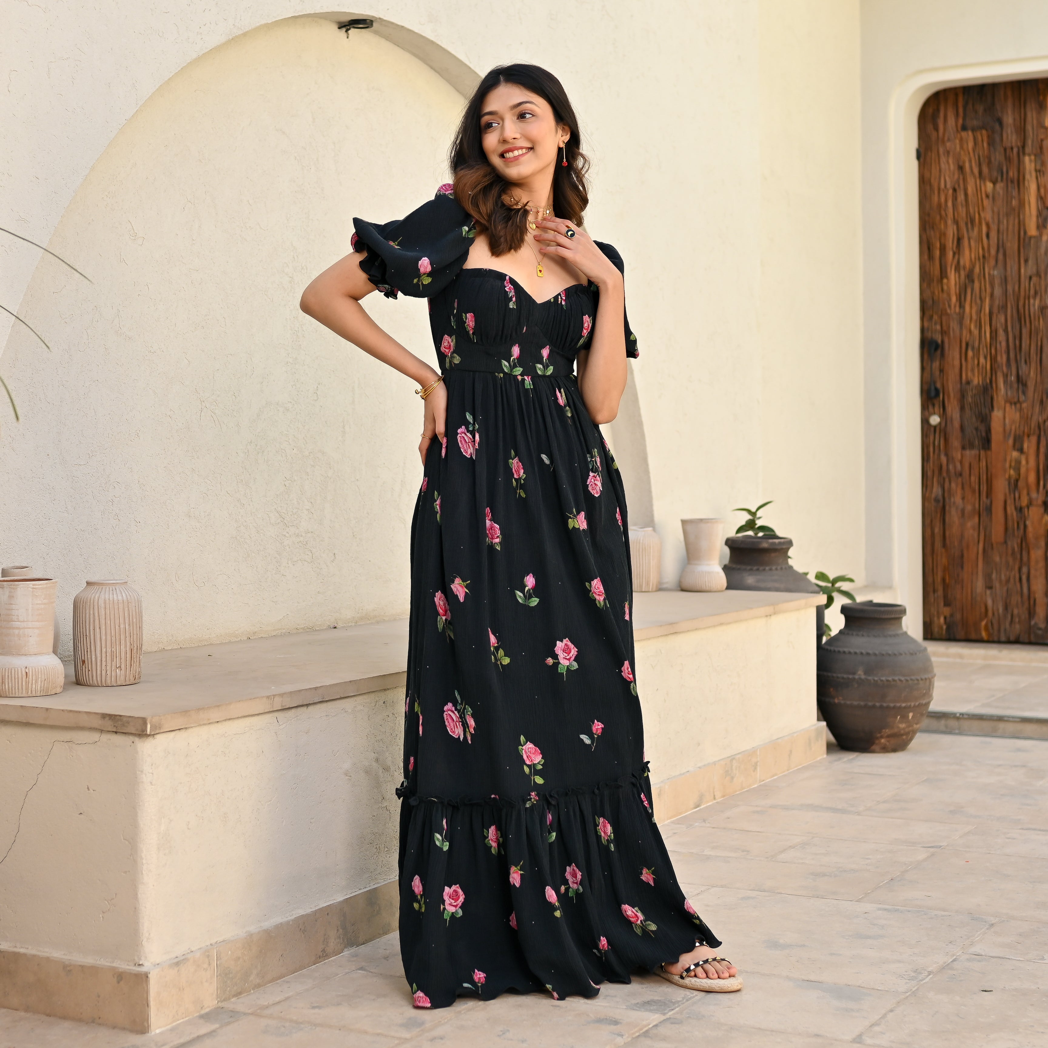 Crushed Rose Long Dress