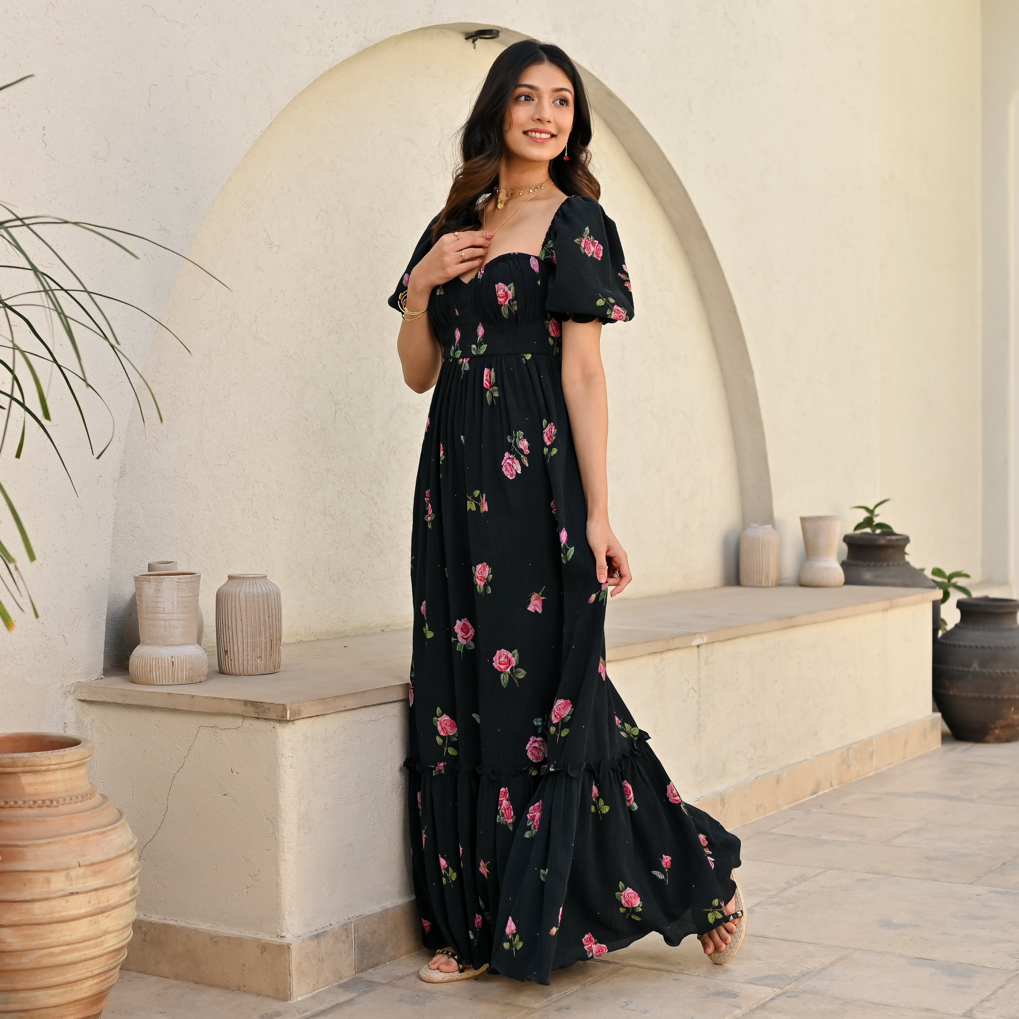 Crushed Rose Long Dress