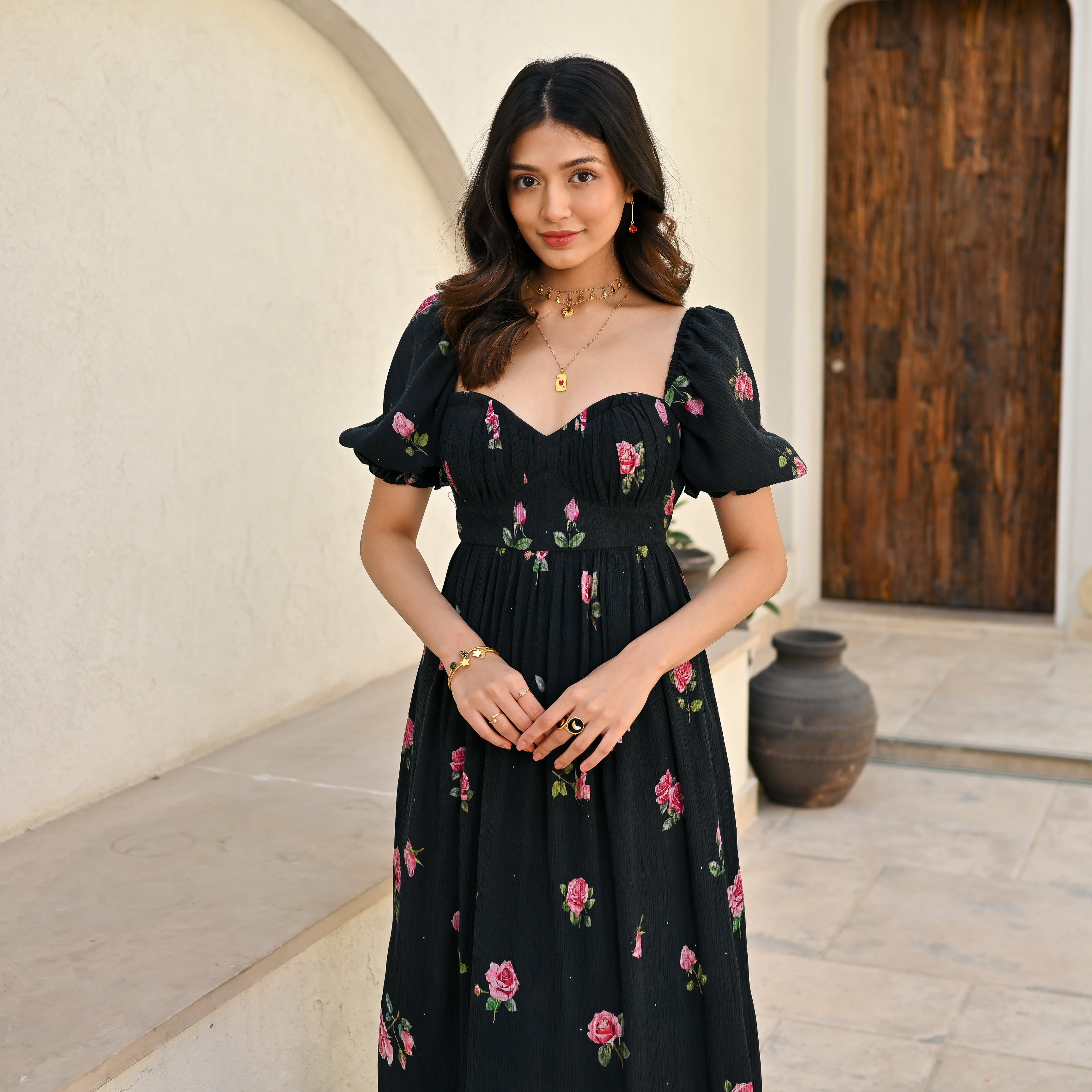Crushed Rose Long Dress