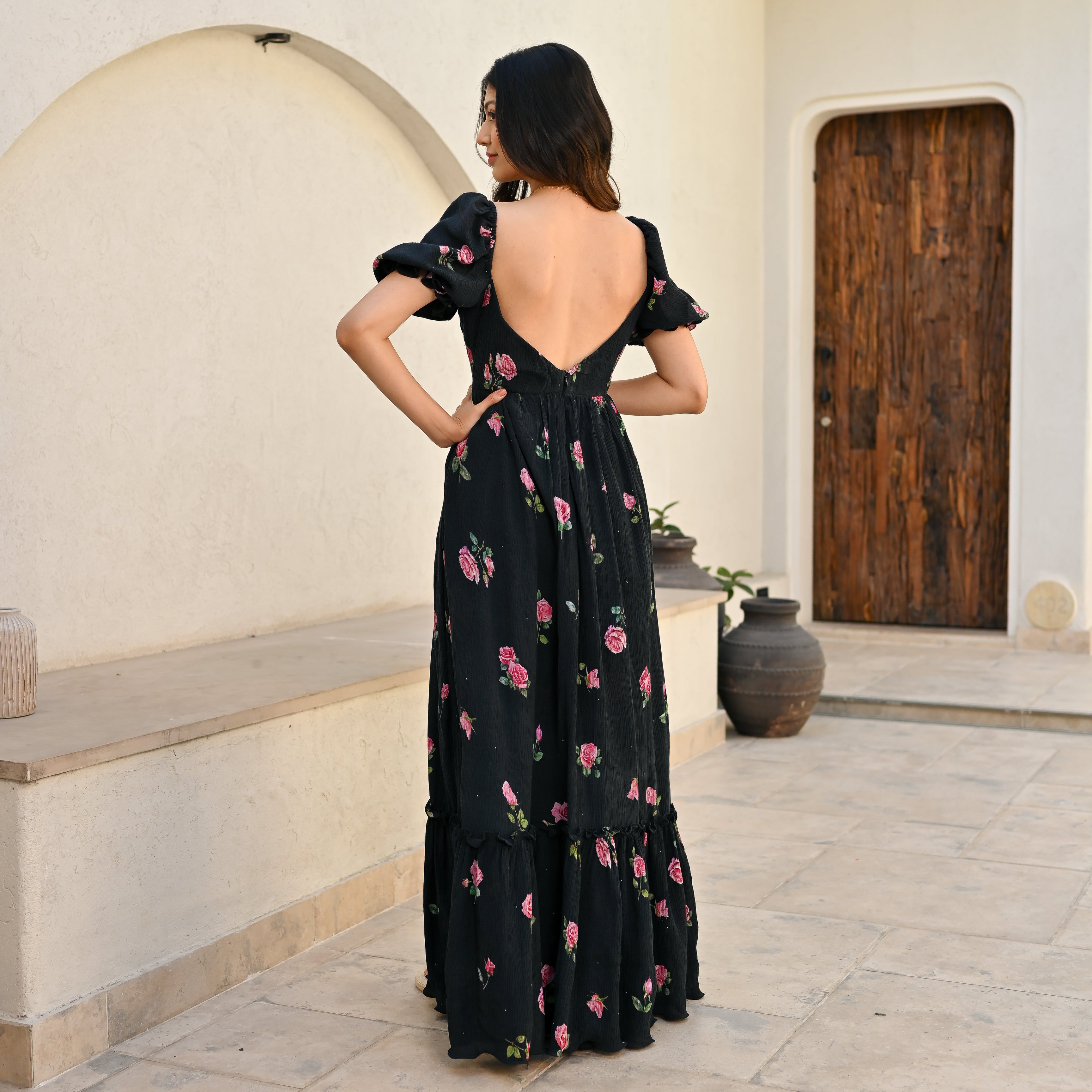 Crushed Rose Long Dress