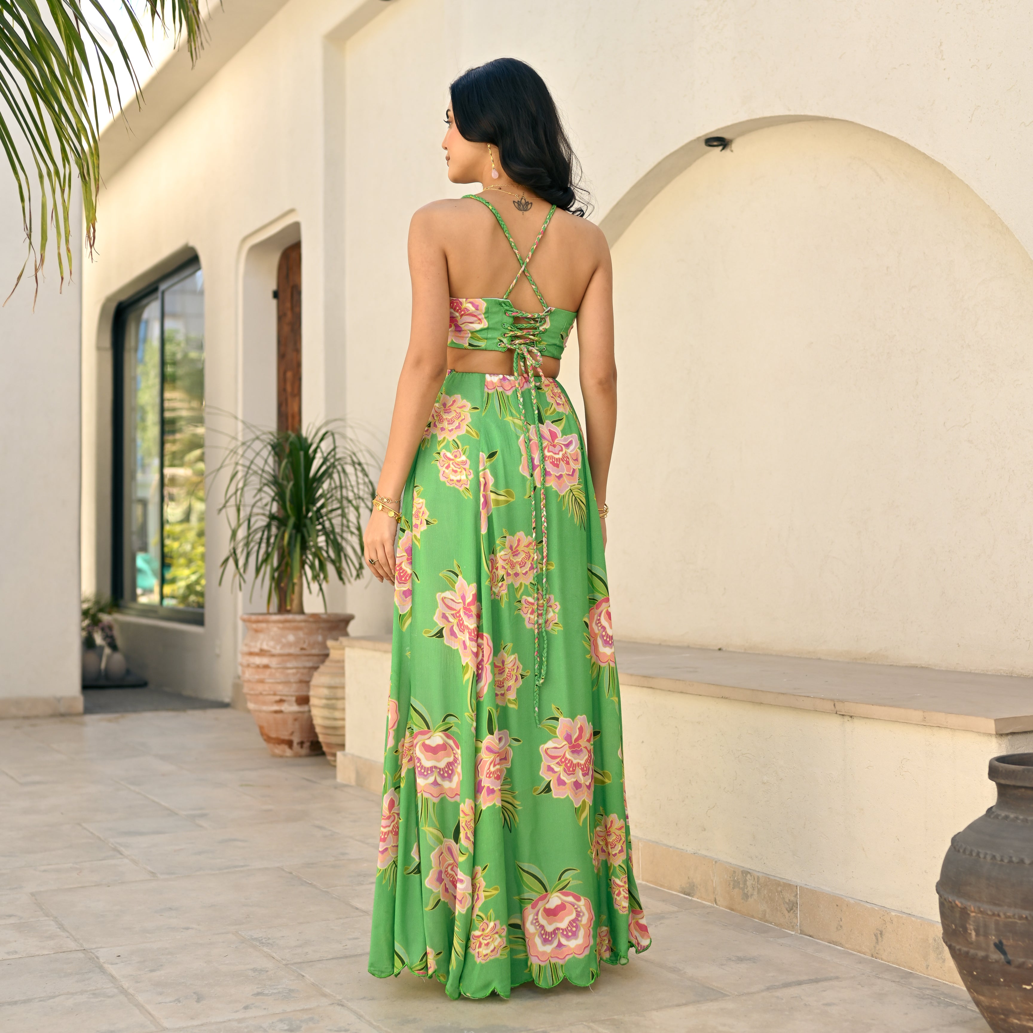 Verde Flora Long Dress