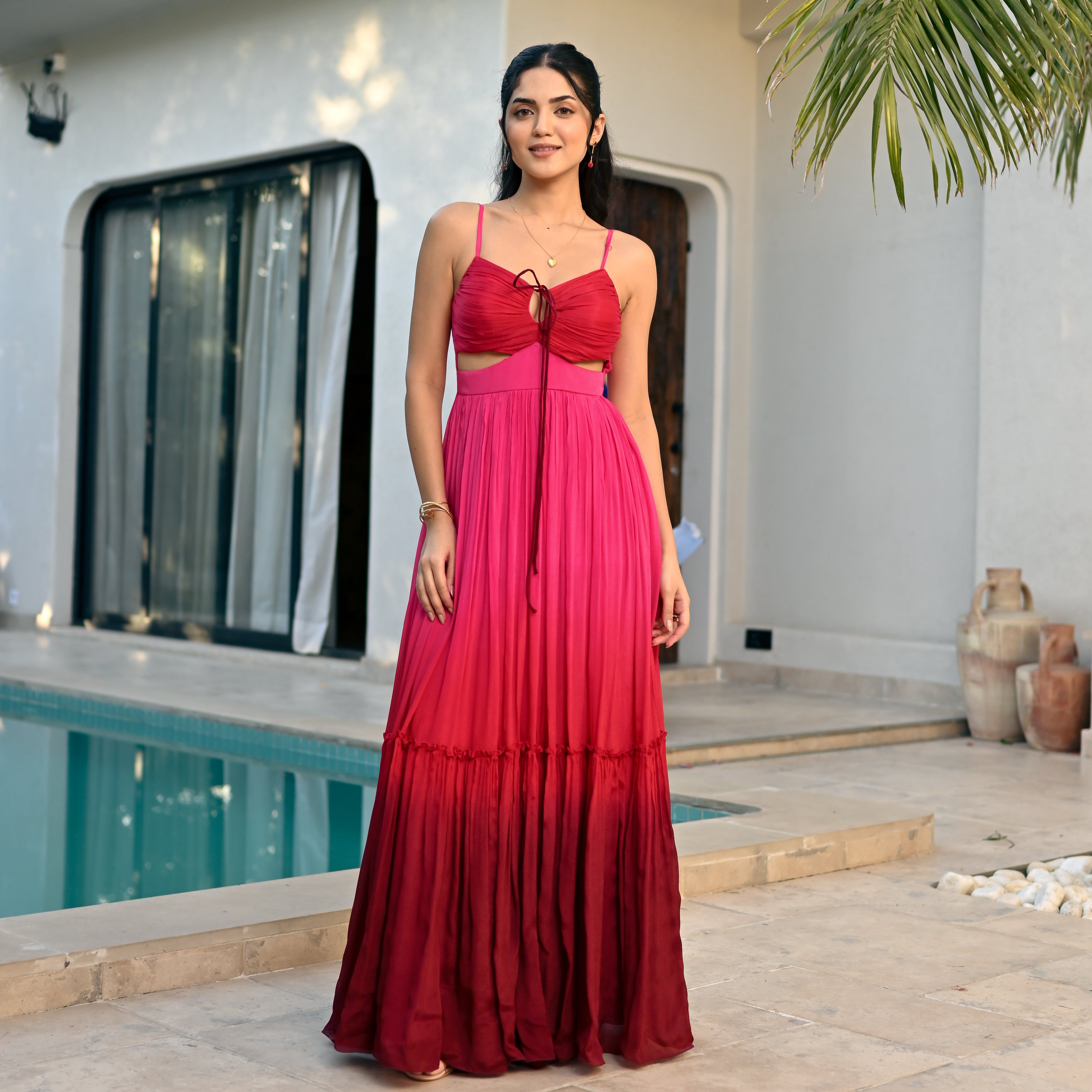 Sangria Whirl Ombre Long Dress