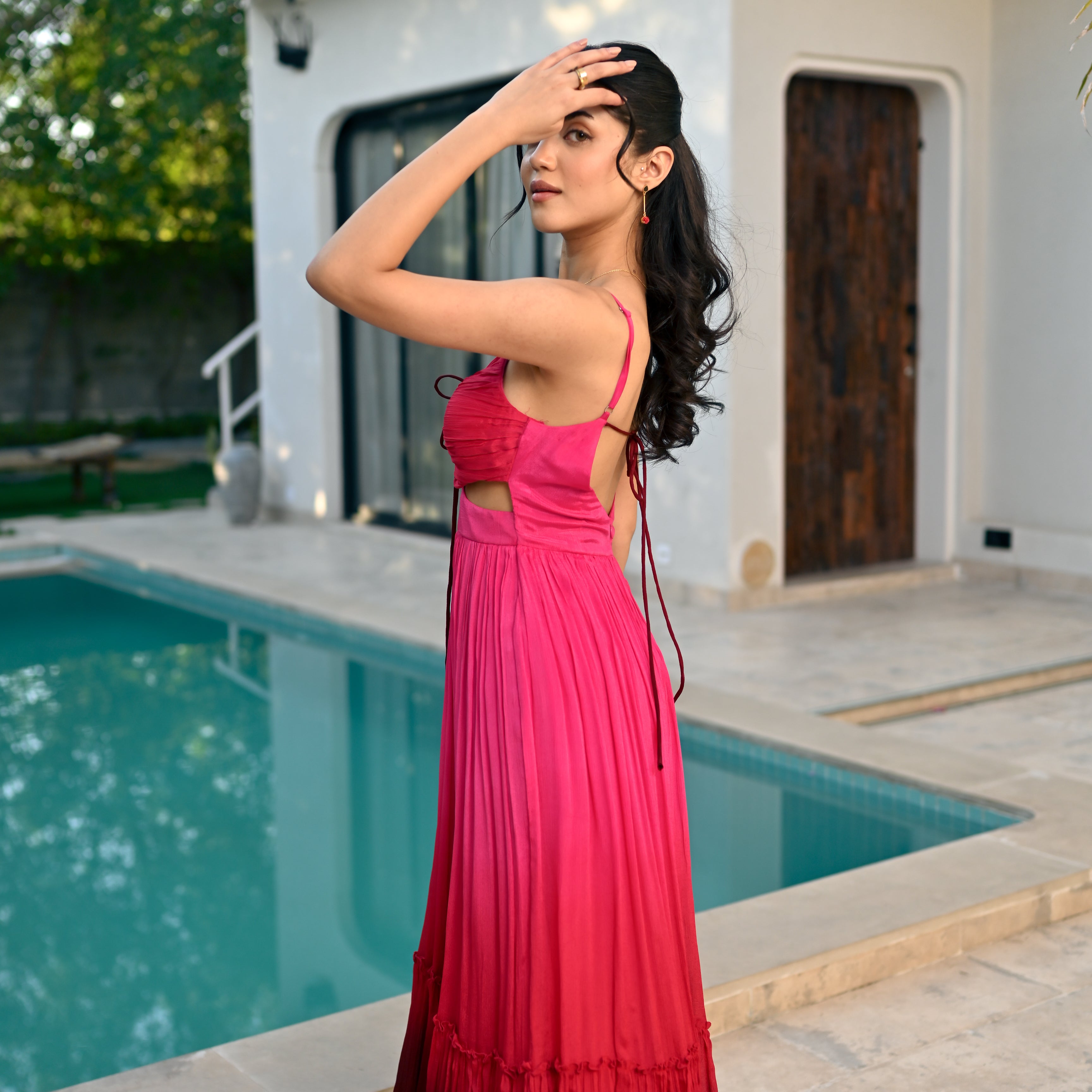 Sangria Whirl Ombre Long Dress