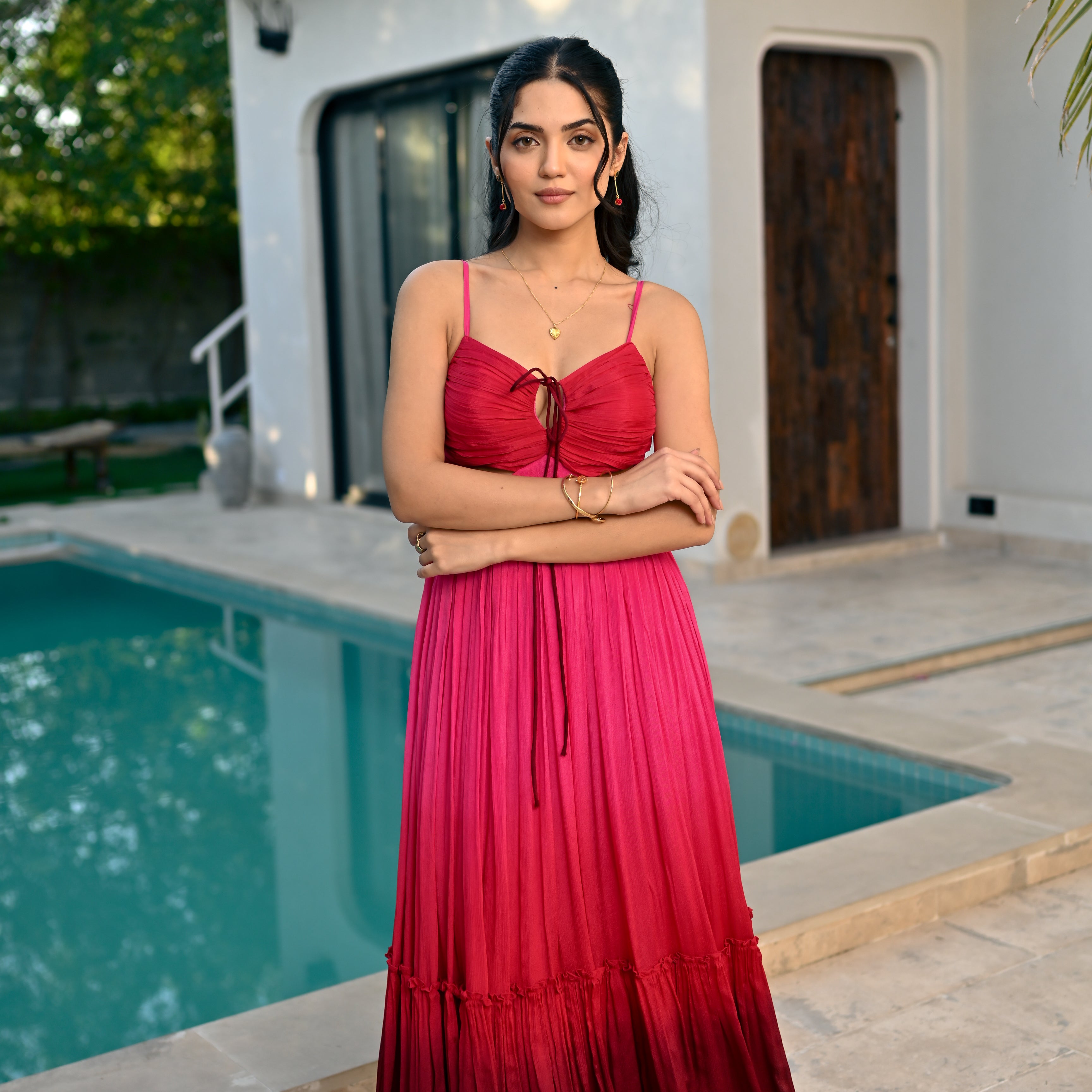 Sangria Whirl Ombre Long Dress