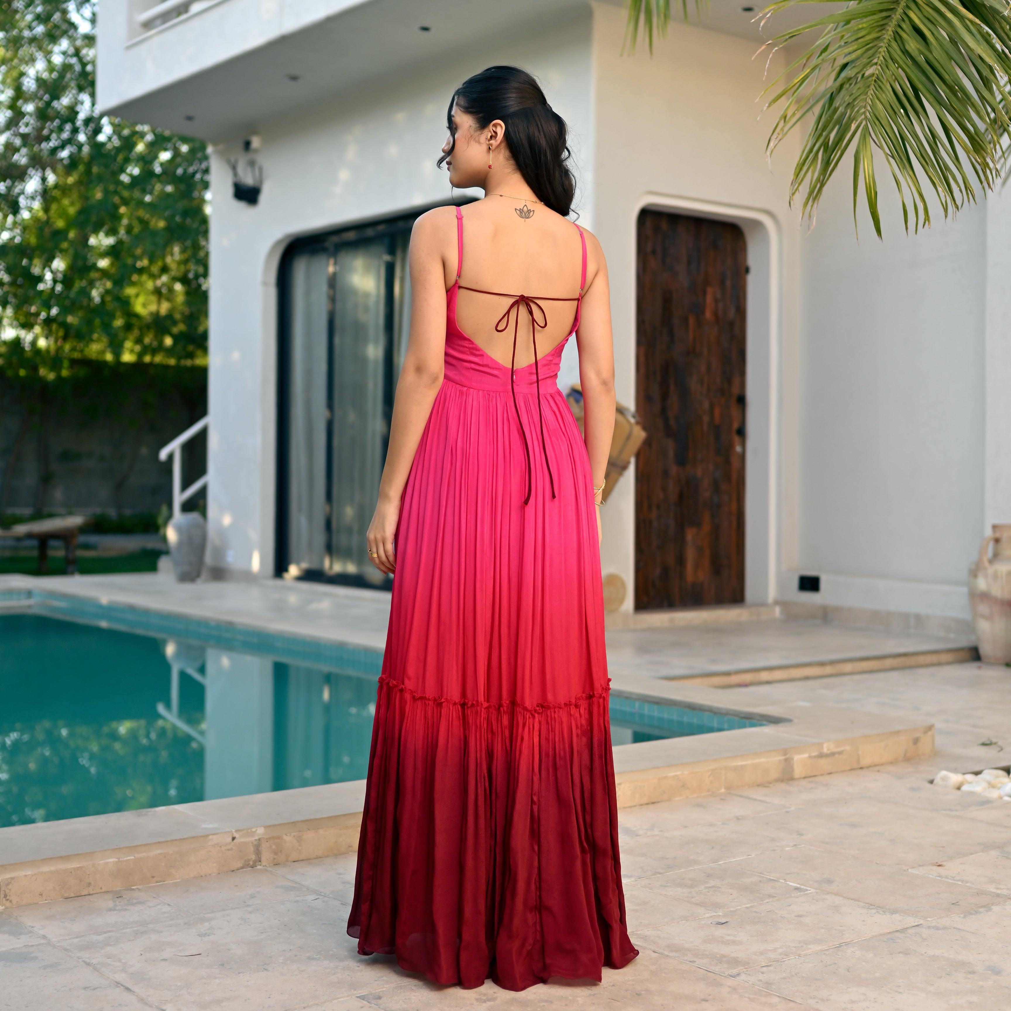 Sangria Whirl Ombre Long Dress