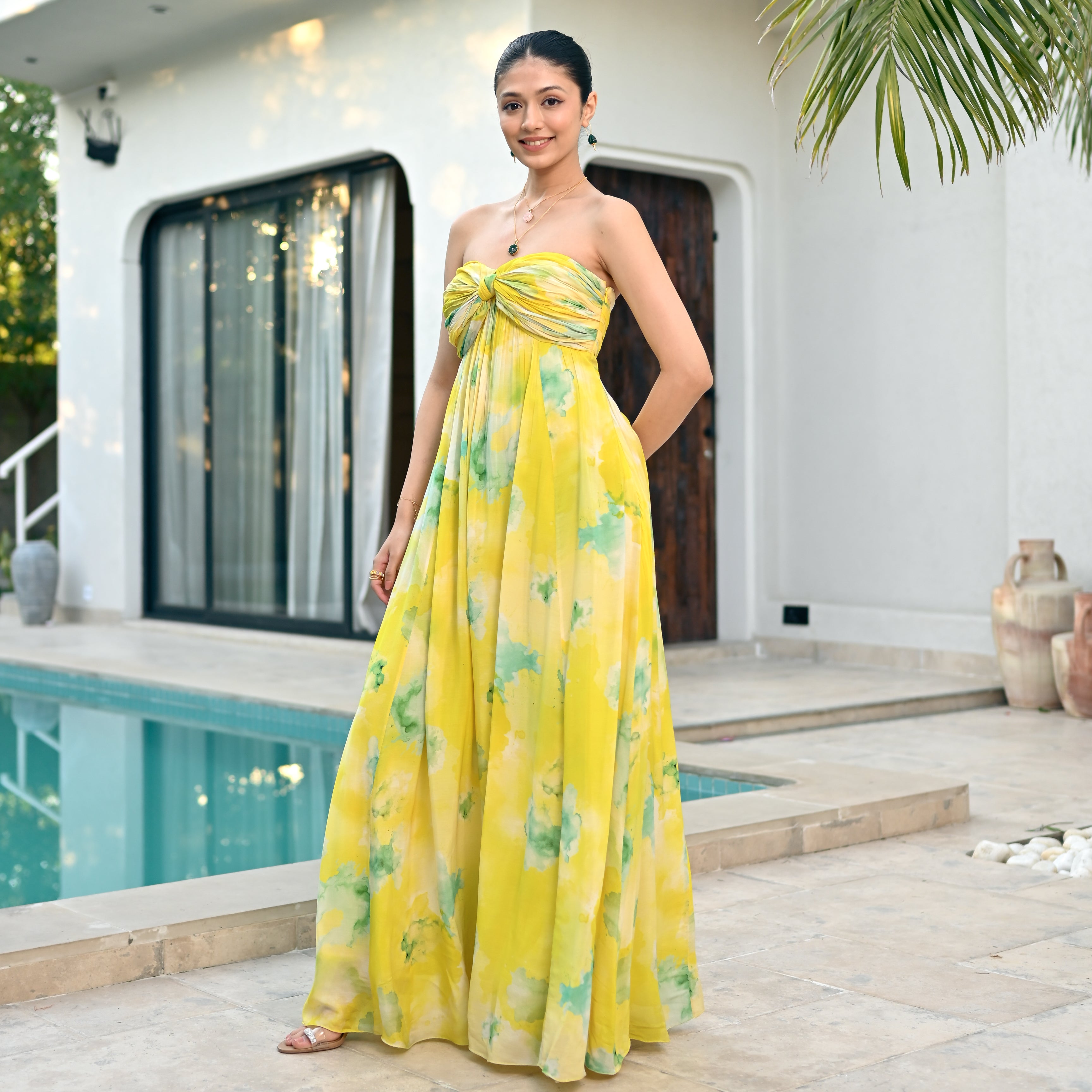 Sunburst Strokes Long Dress