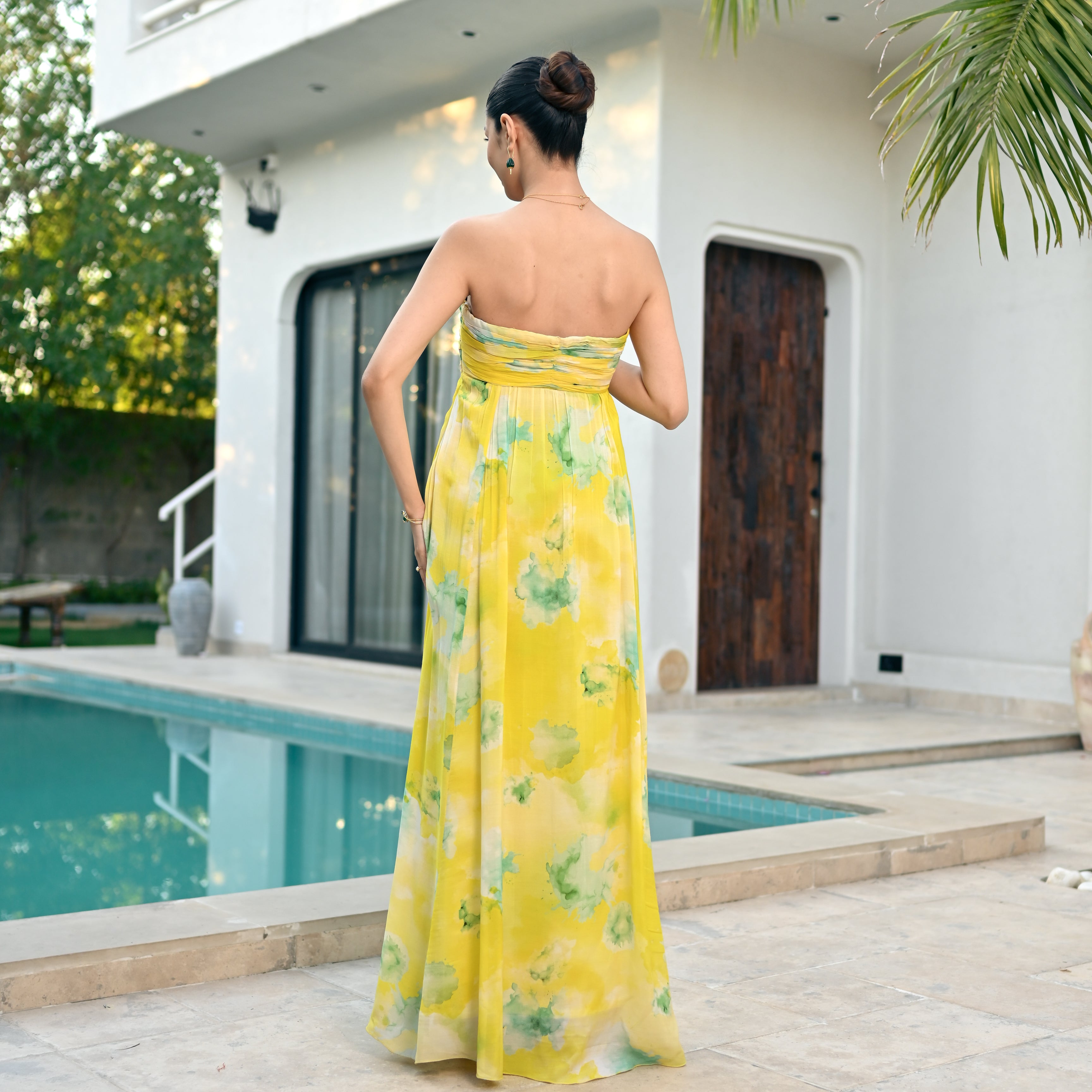 Sunburst Strokes Long Dress