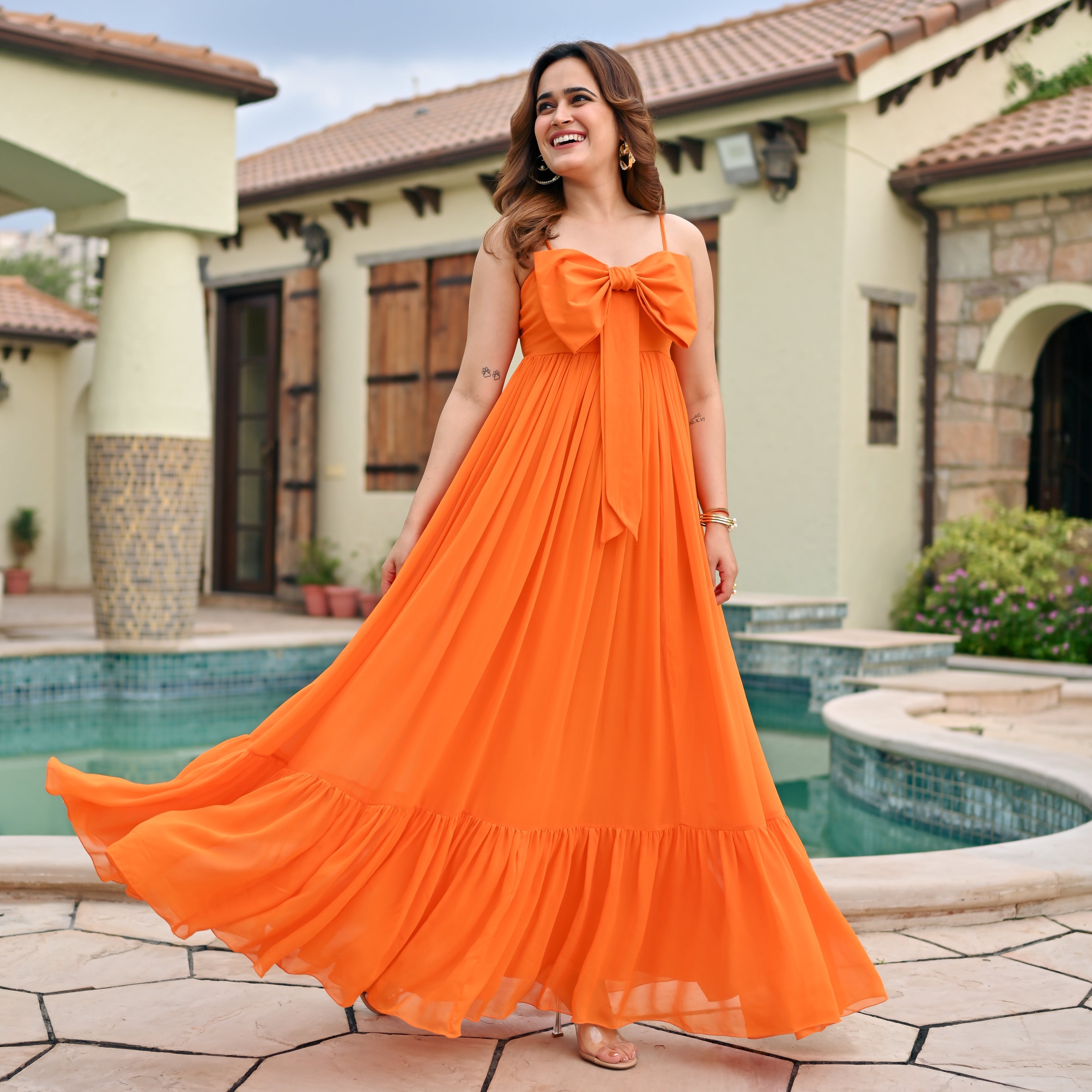 Zinnia Bow Long Dress