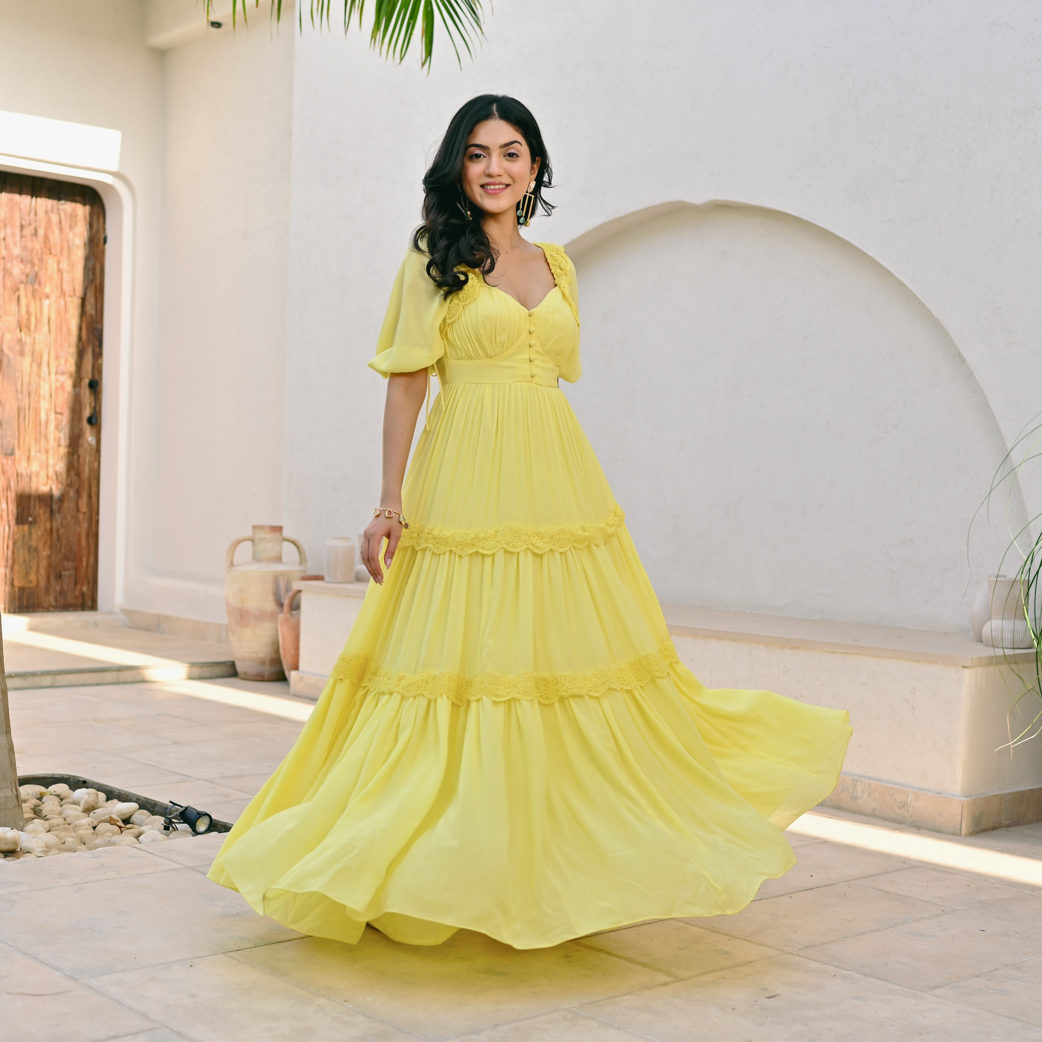 Canary Charm Long Dress S Canary Charm Long Dress S
