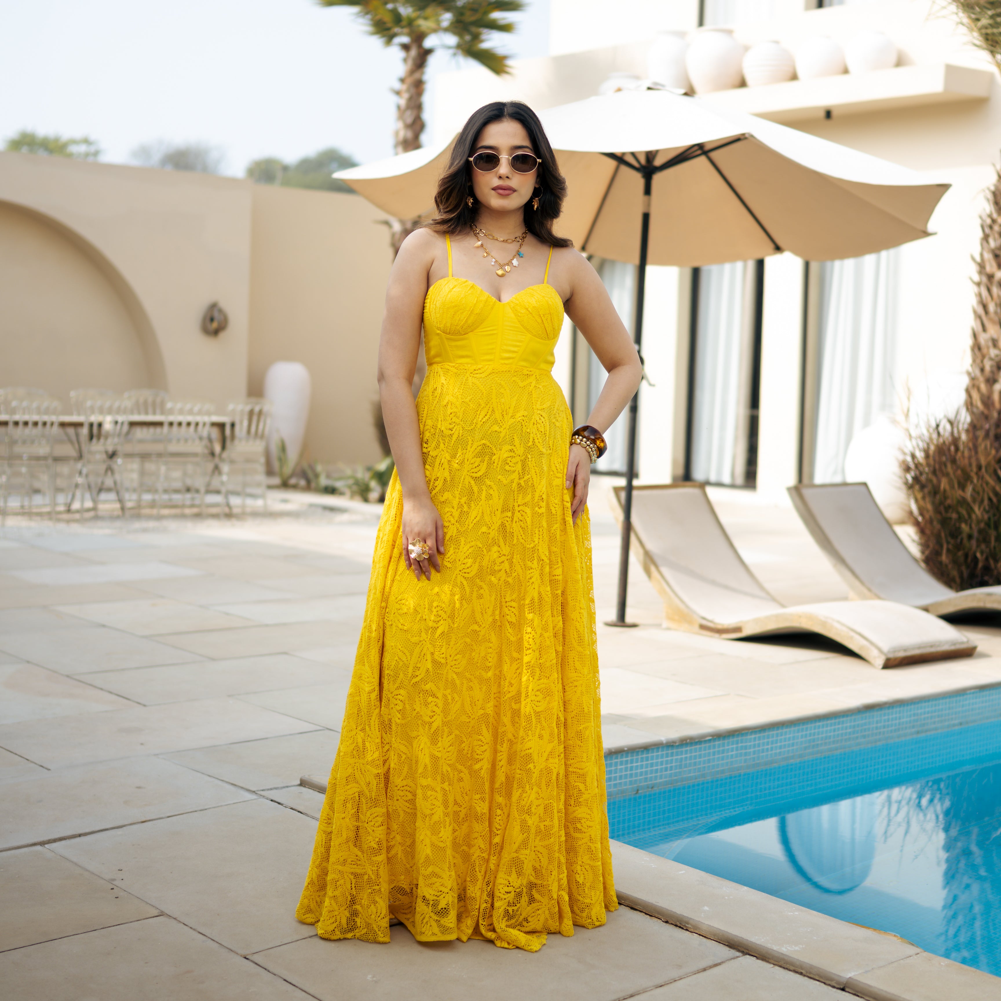 Honey-glow Yellow Long Dress