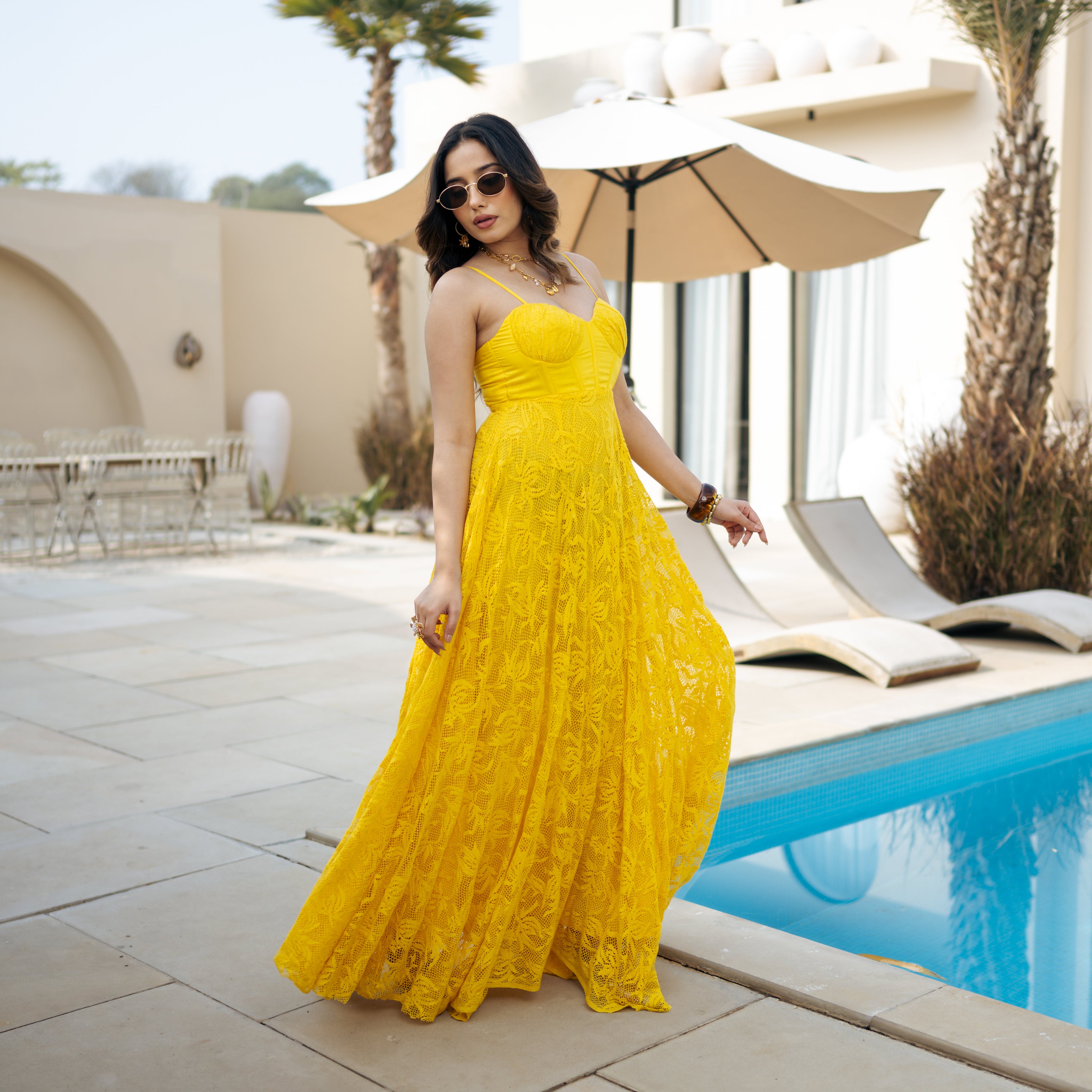 Honey-glow Yellow Long Dress