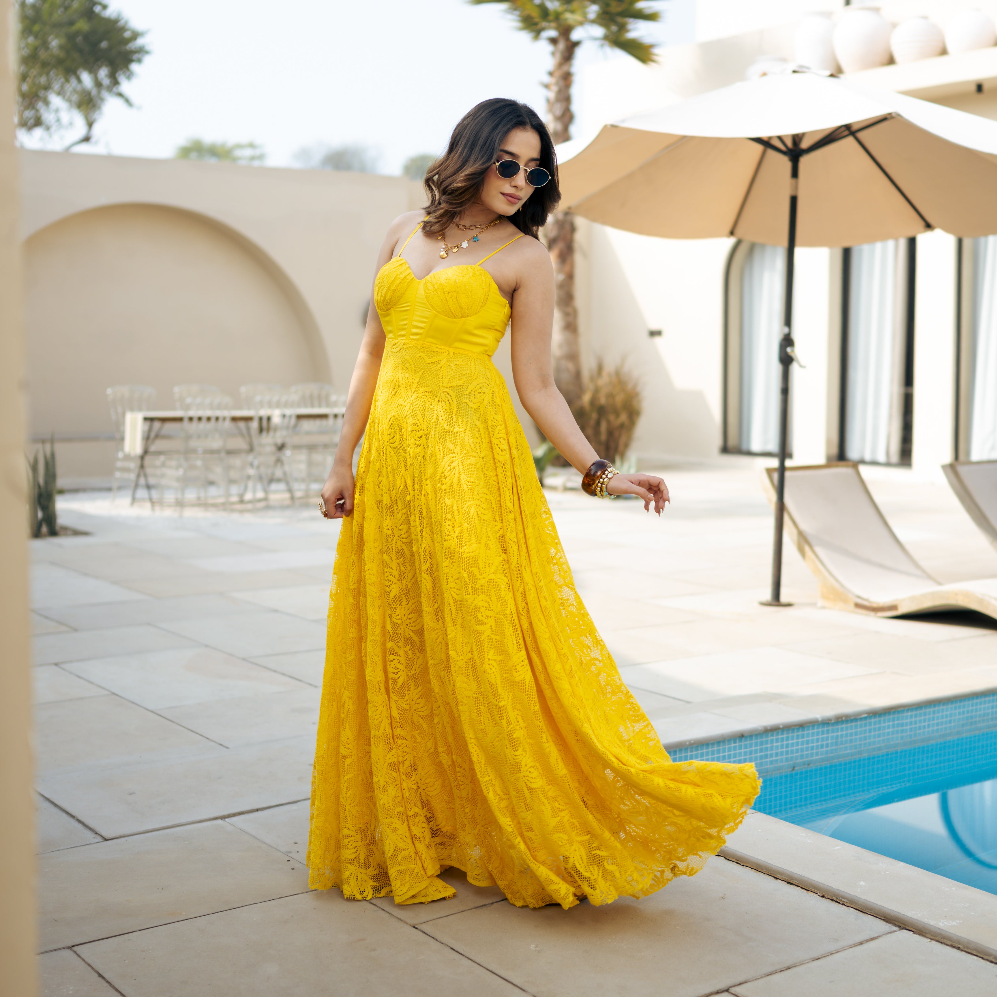 Honey-glow Yellow Long Dress