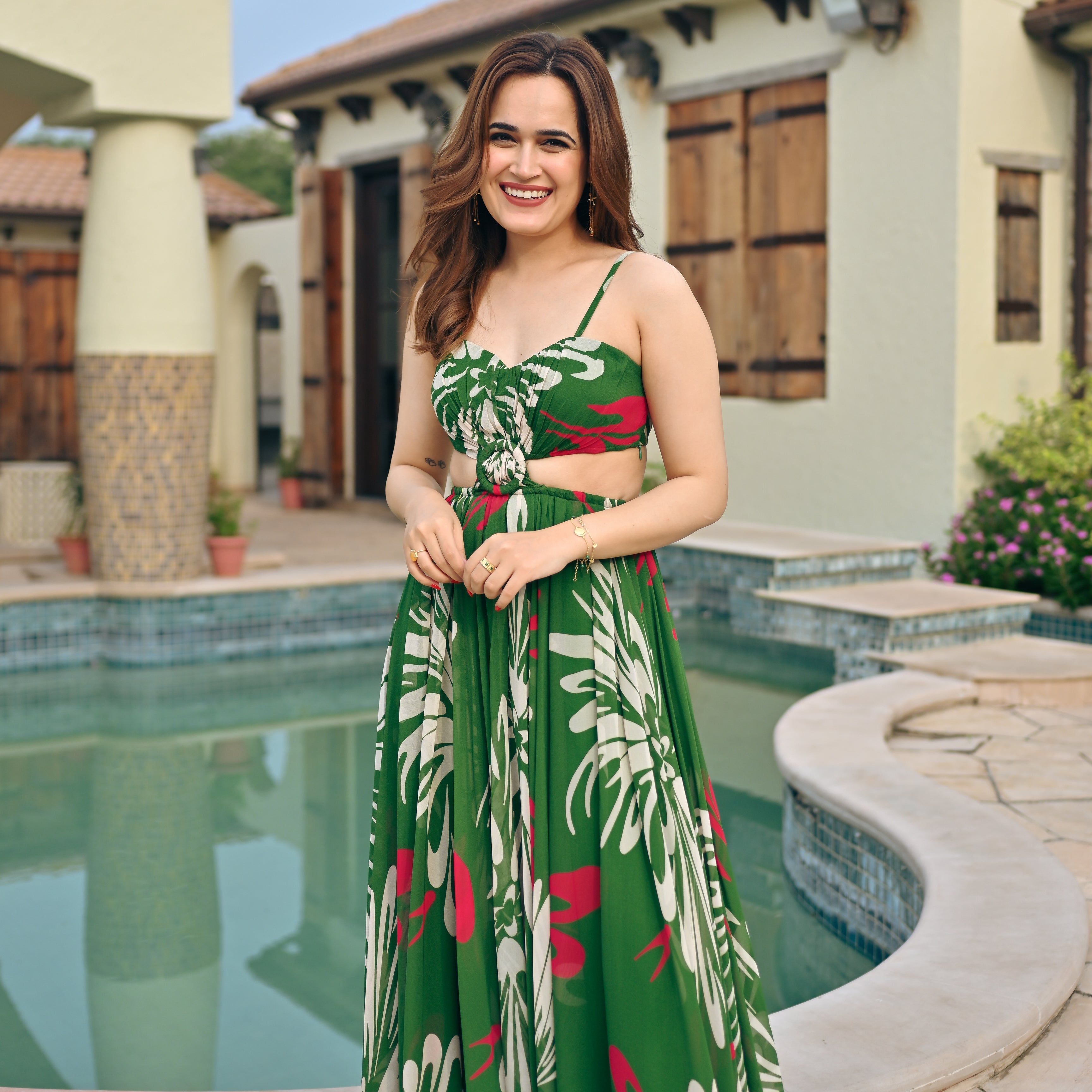 Forest green knee length dress clearance