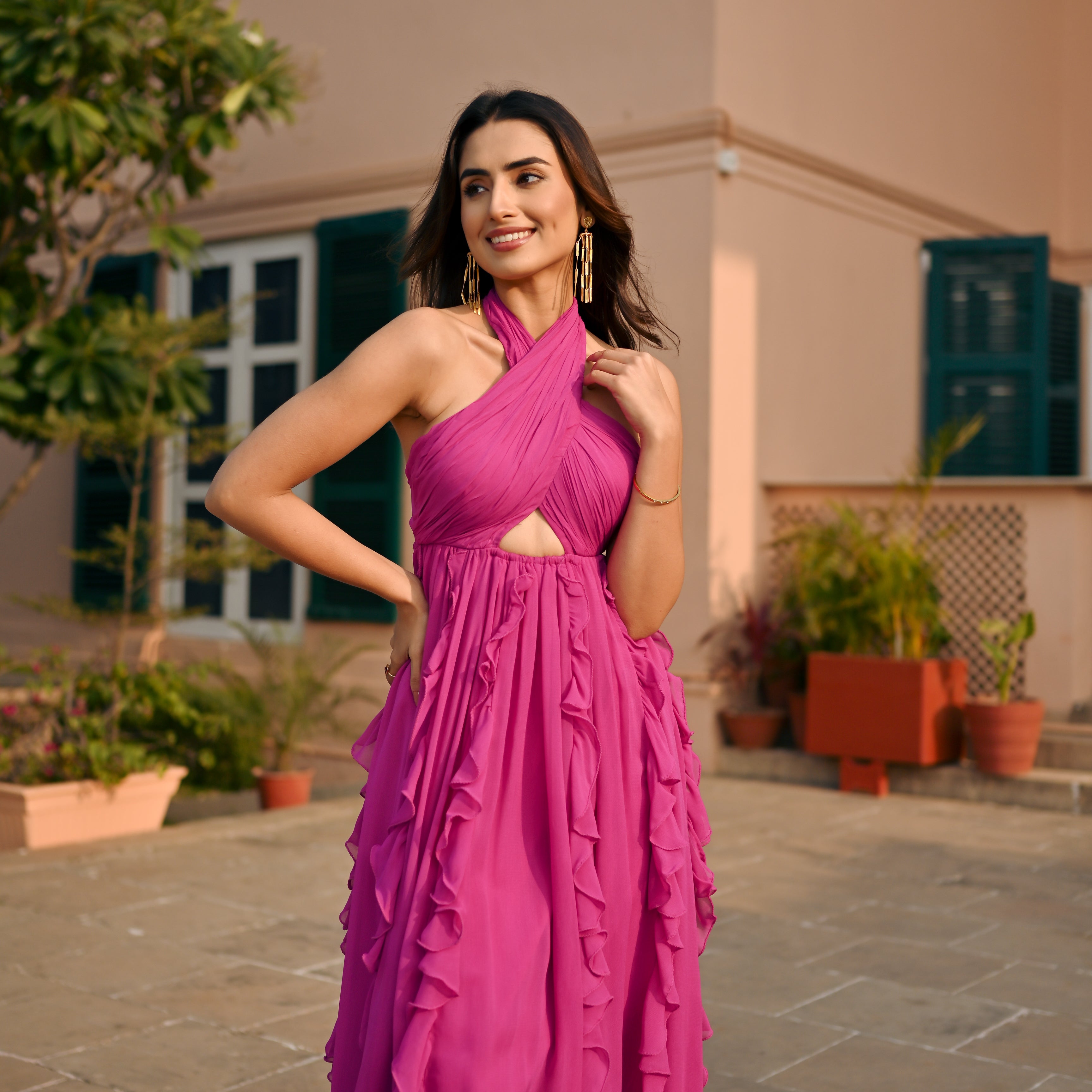 Blushing Pink Ruffle Dress