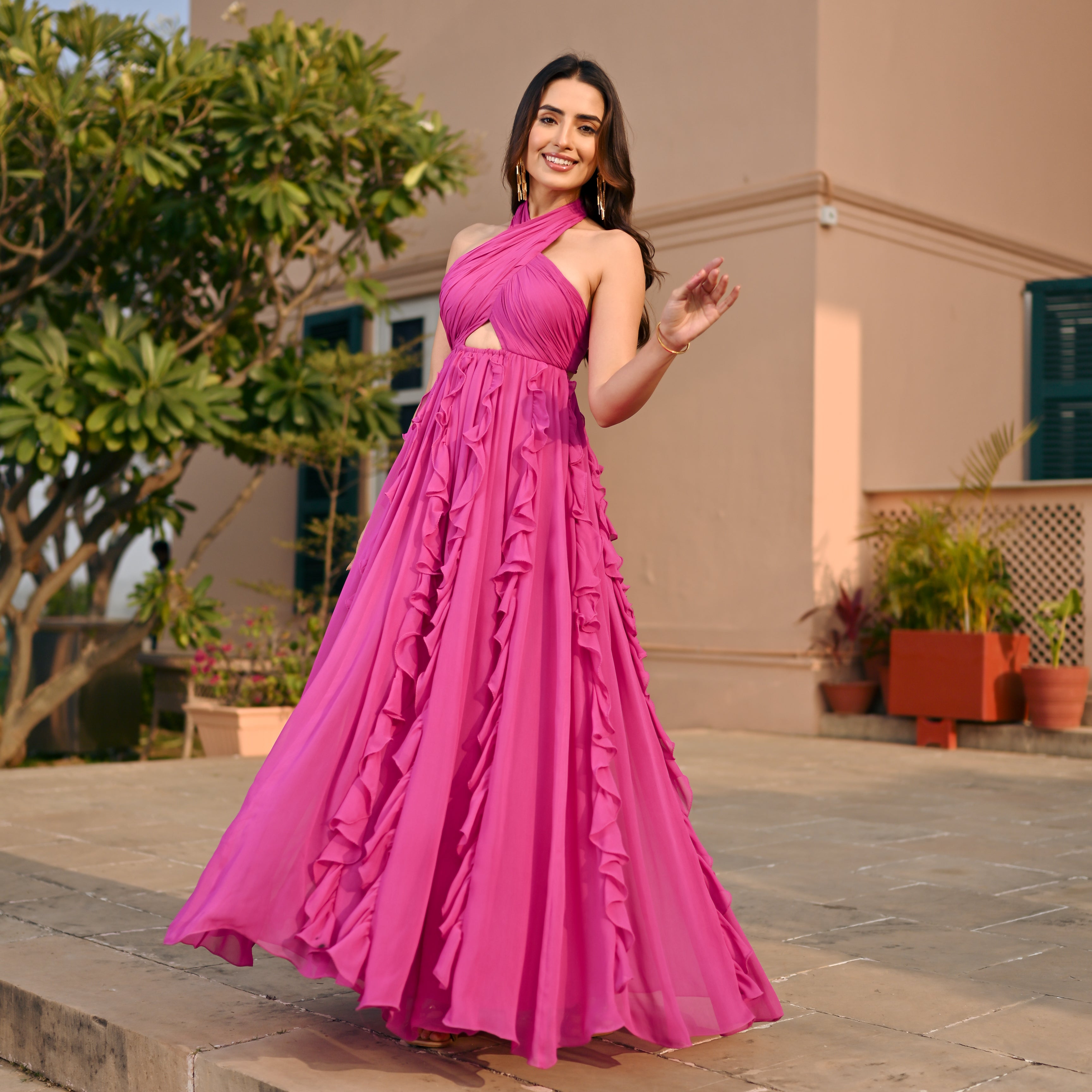 Blushing Pink Ruffle Dress