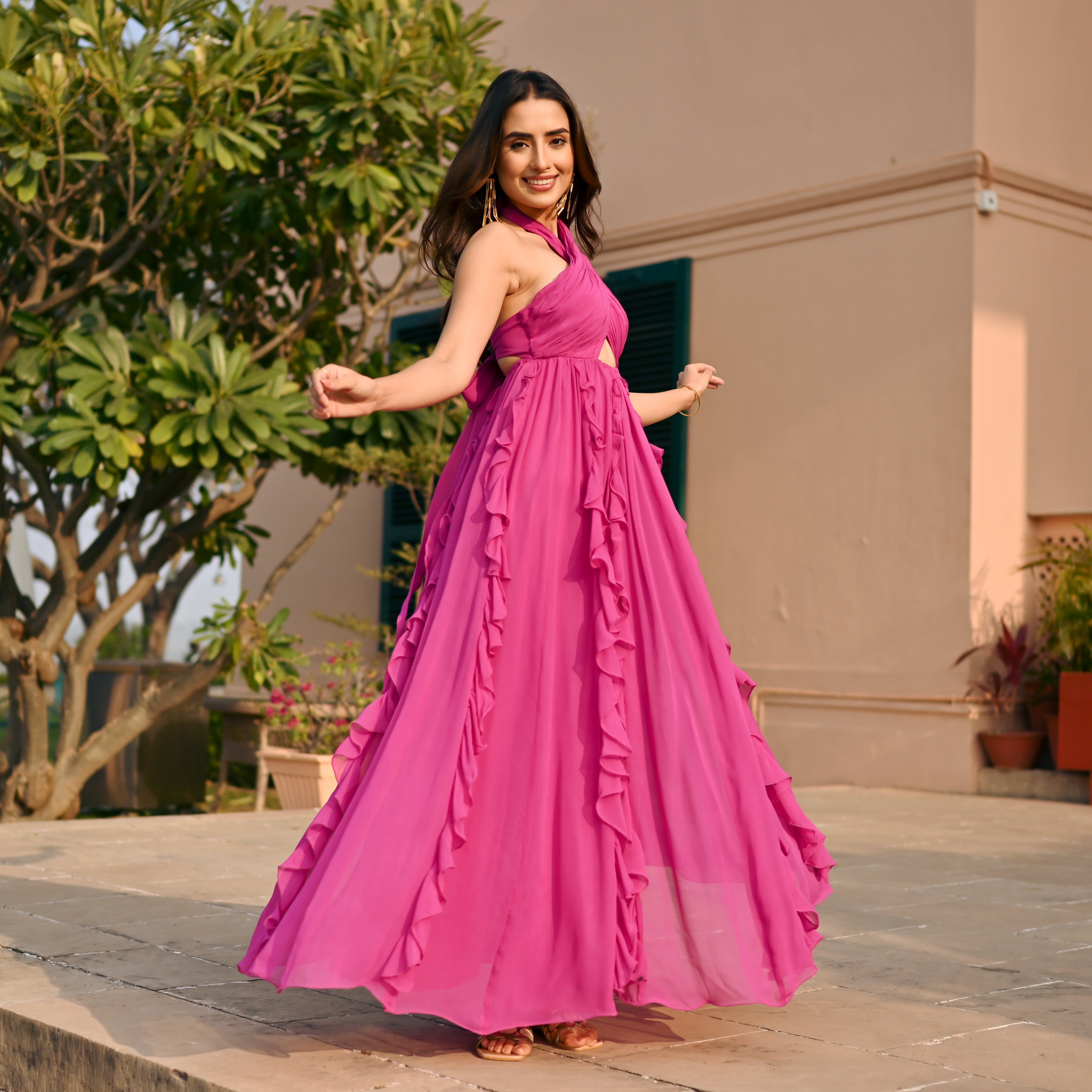 Blushing Pink Ruffle Dress