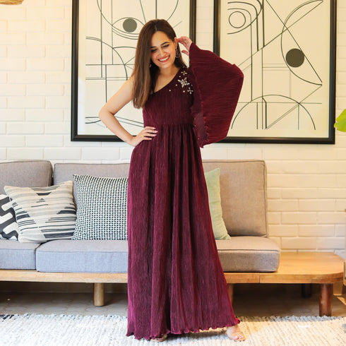 Cordovan Pleated Jumpsuit