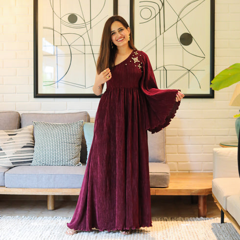 Cordovan Pleated Jumpsuit