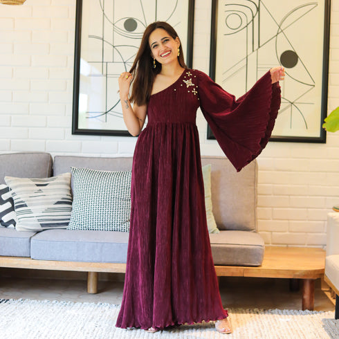 Cordovan Pleated Jumpsuit