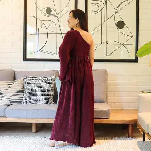 Cordovan Pleated Jumpsuit