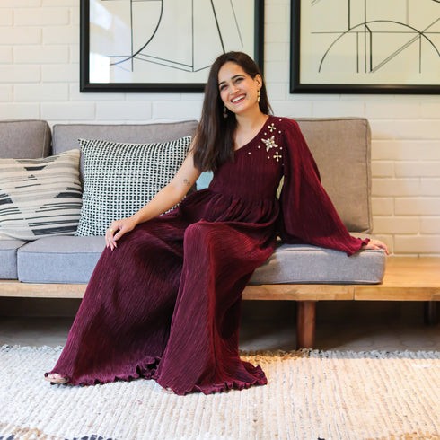 Cordovan Pleated Jumpsuit