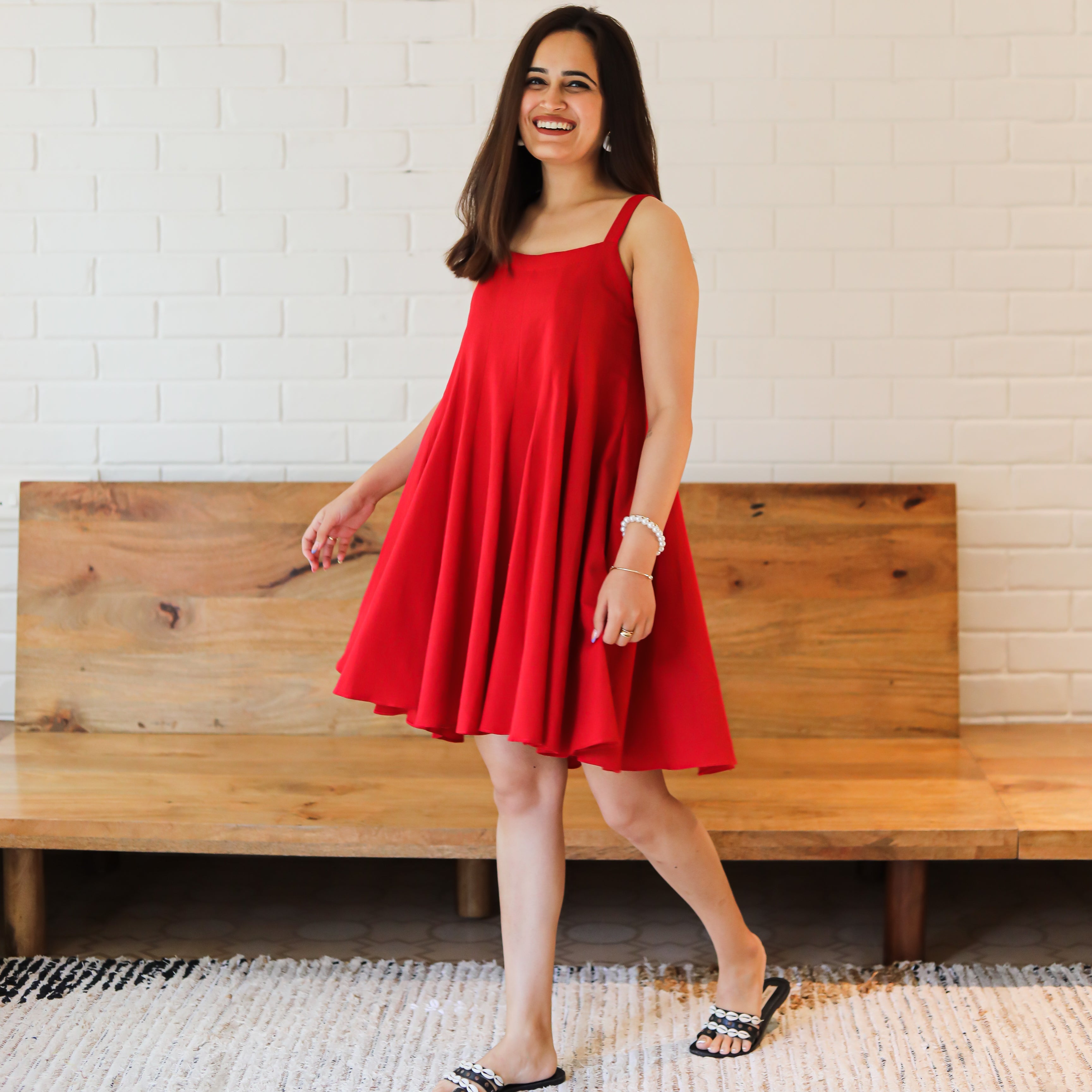 TOMATO RED CROP TOP WITH SKIRT