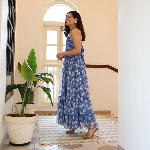 Royal Blue Backless Dress