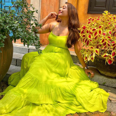 Slime Green Backless Dress