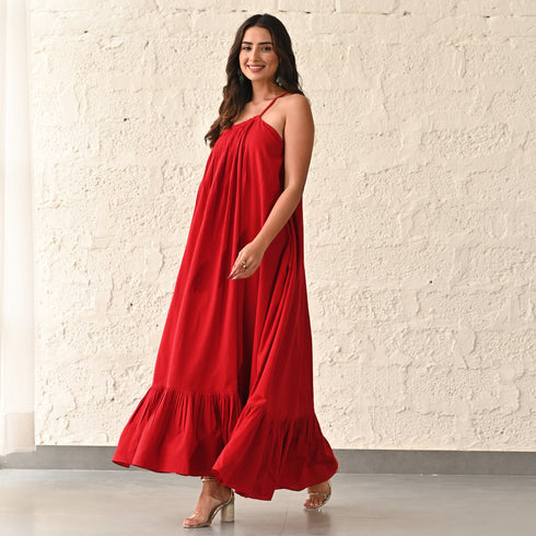 Currant Red Long Dress