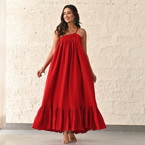 Currant Red Long Dress