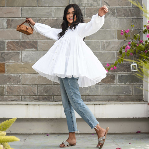 White Tiered Cotton Top