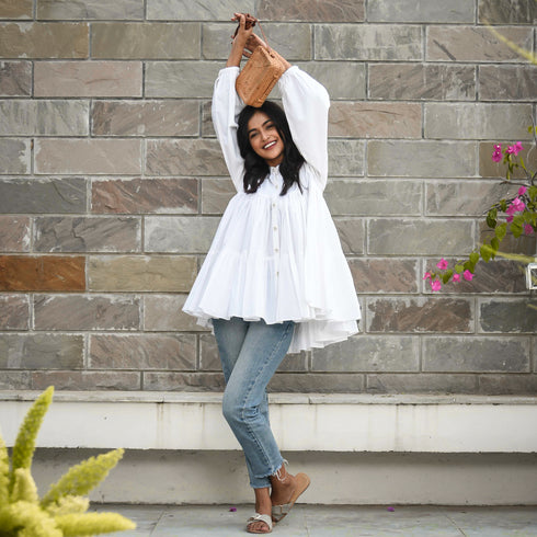White Tiered Cotton Top