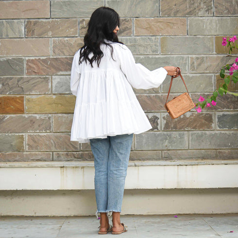 White Tiered Cotton Top