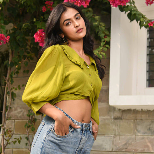 Split Pea Chiffon Top