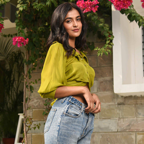 Split Pea Chiffon Top