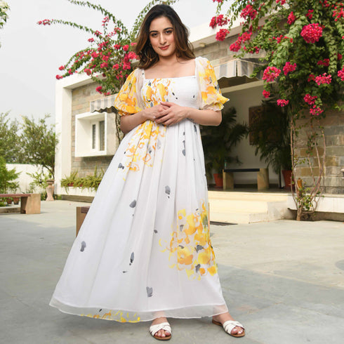 Lemon Drop Chiffon Dress