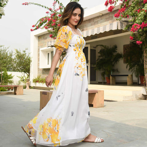 Lemon Drop Chiffon Dress