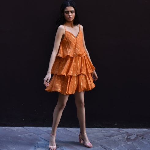 Rust Orange Lurex Dress