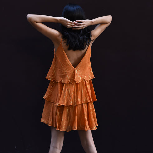 Rust Orange Lurex Dress