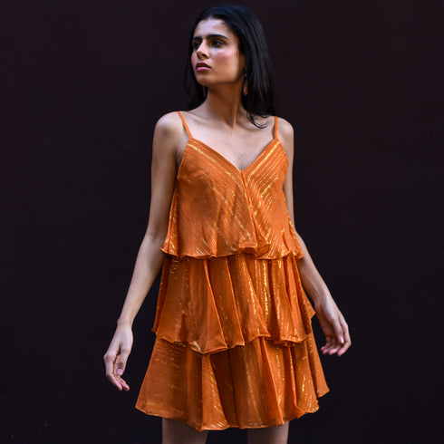 Rust Orange Lurex Dress
