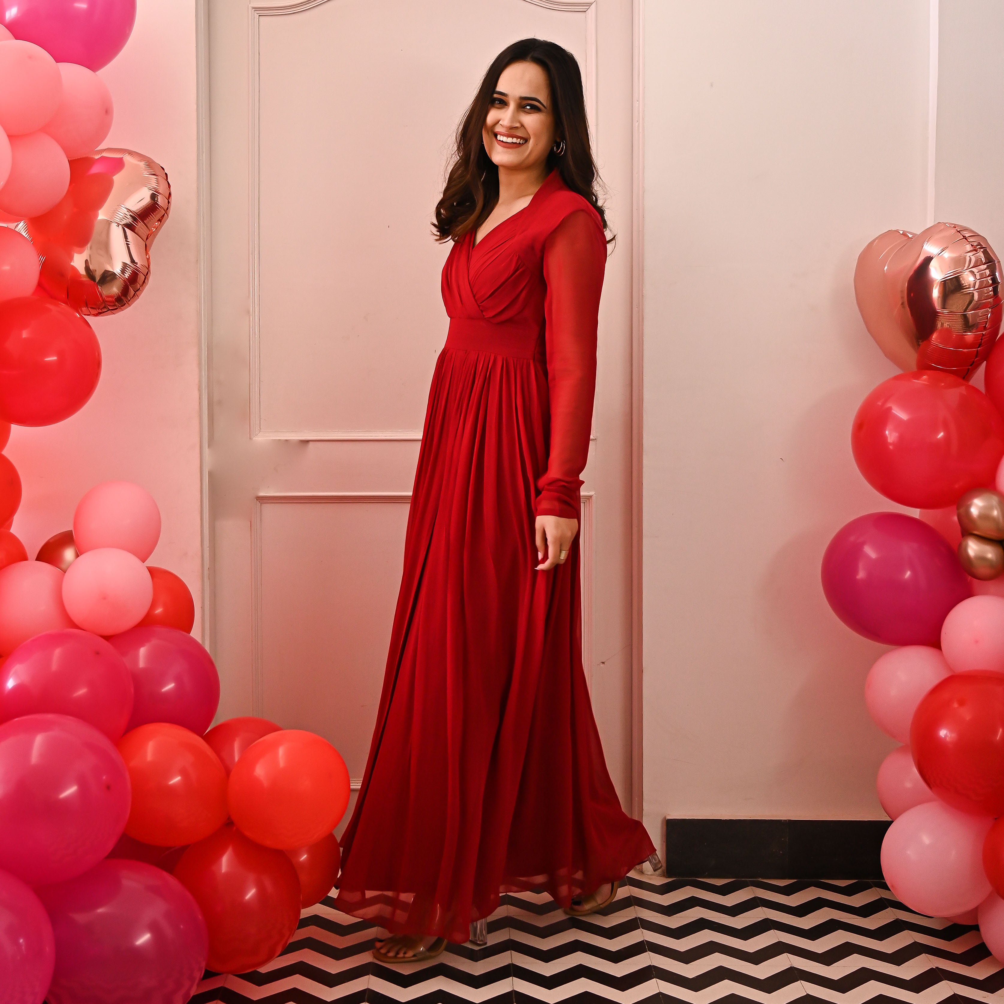 Garnet Georgette Long Dress