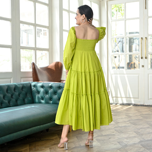 Lawn Green Midi Dress