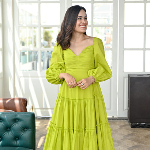 Lawn Green Midi Dress