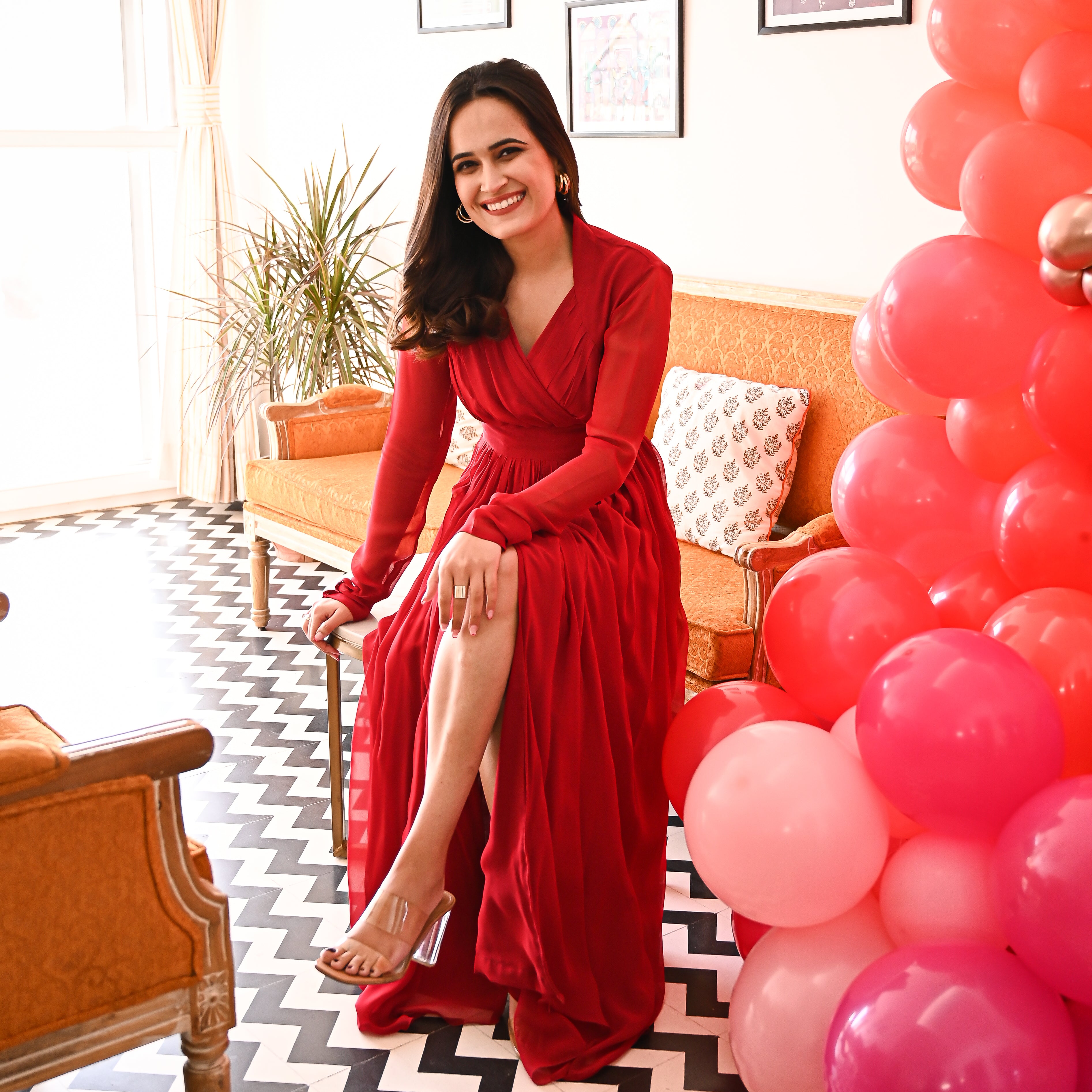 Garnet Georgette Long Dress