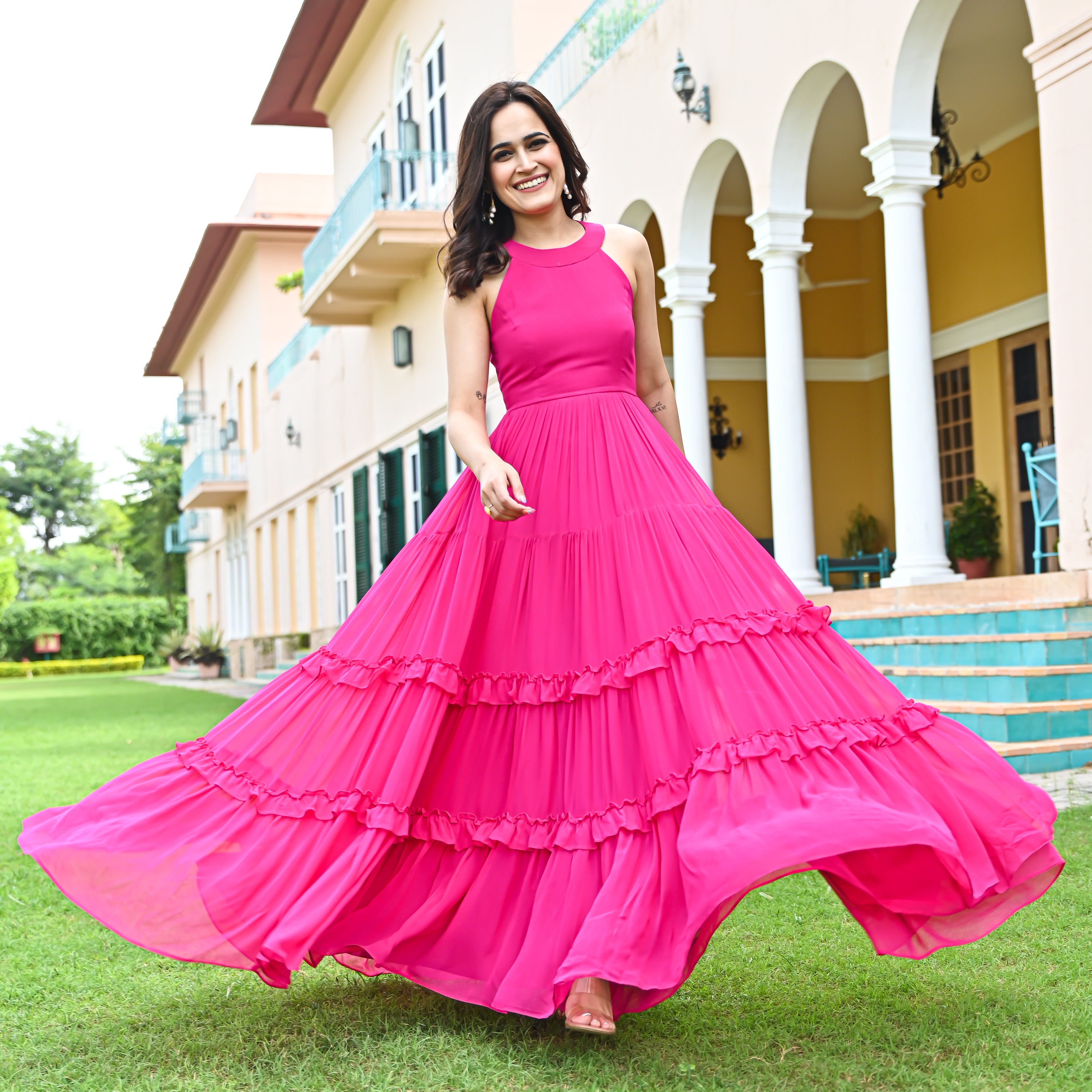 Barbie Pink Designer Long Dress For Women Online