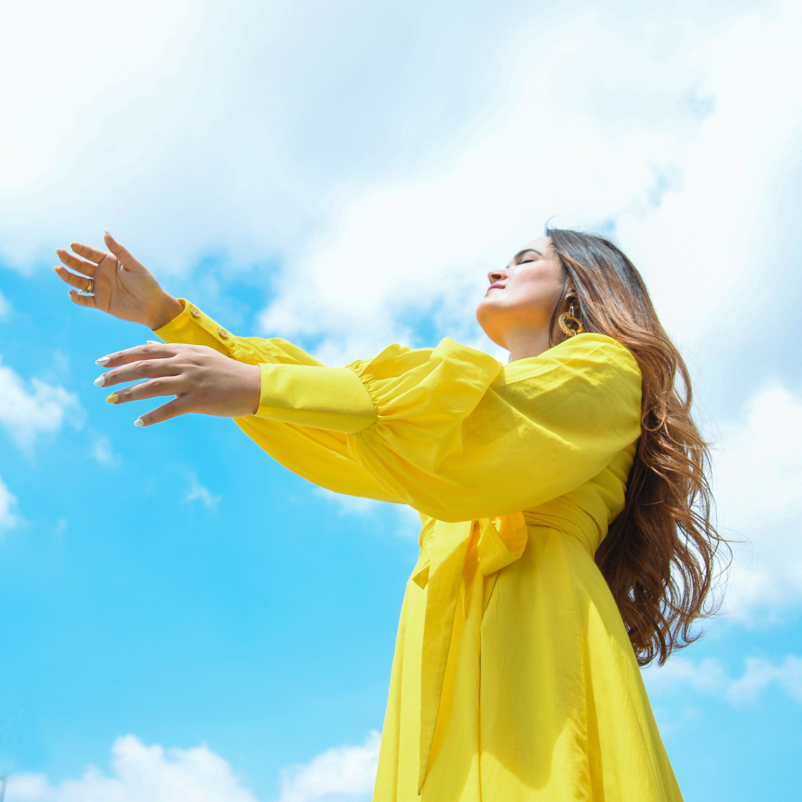 Empire Yellow Wrap Dress