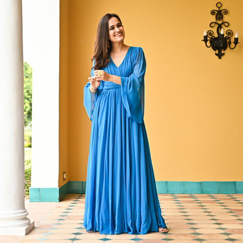 Swedish Blue Flared Dress